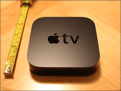Apple TV with measuring tape