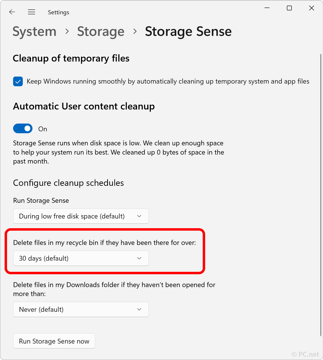 Empty the Recycle Bin Automatically in Windows