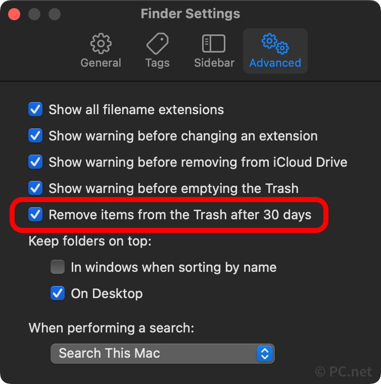 Empty the Trash Automatically in macOS