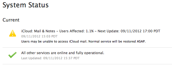 iCloud Mail Down