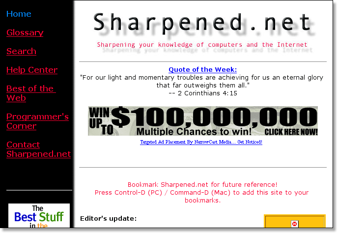 Sharpened.net Home Page - 2000