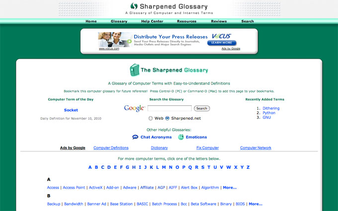 Glossary Home Page