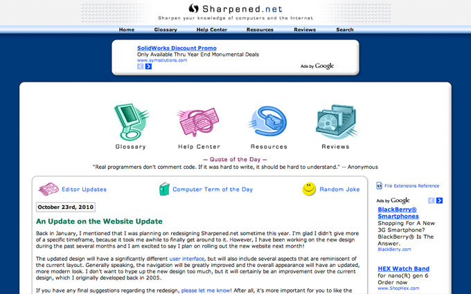 Sharpened.net 2005 Home Page