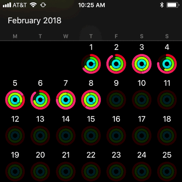 iPhone Activity App Monthly Data