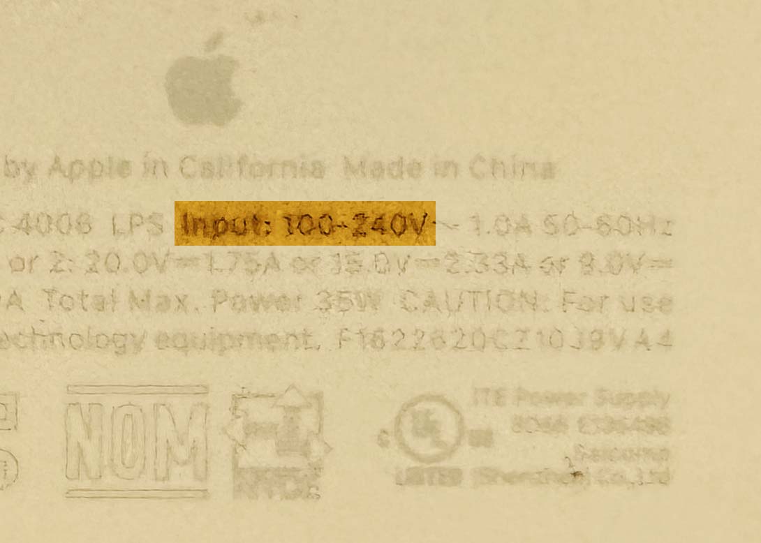 Apple USB power adapter text