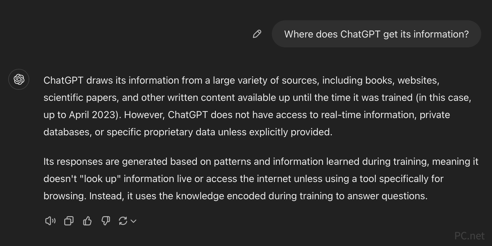 ChatGPT Information Sources