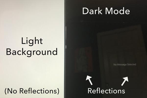 Switching to Dark Mode?  Beware of Glossy Displays