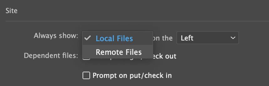 Dreamweaver 20 -Local Files on The Left