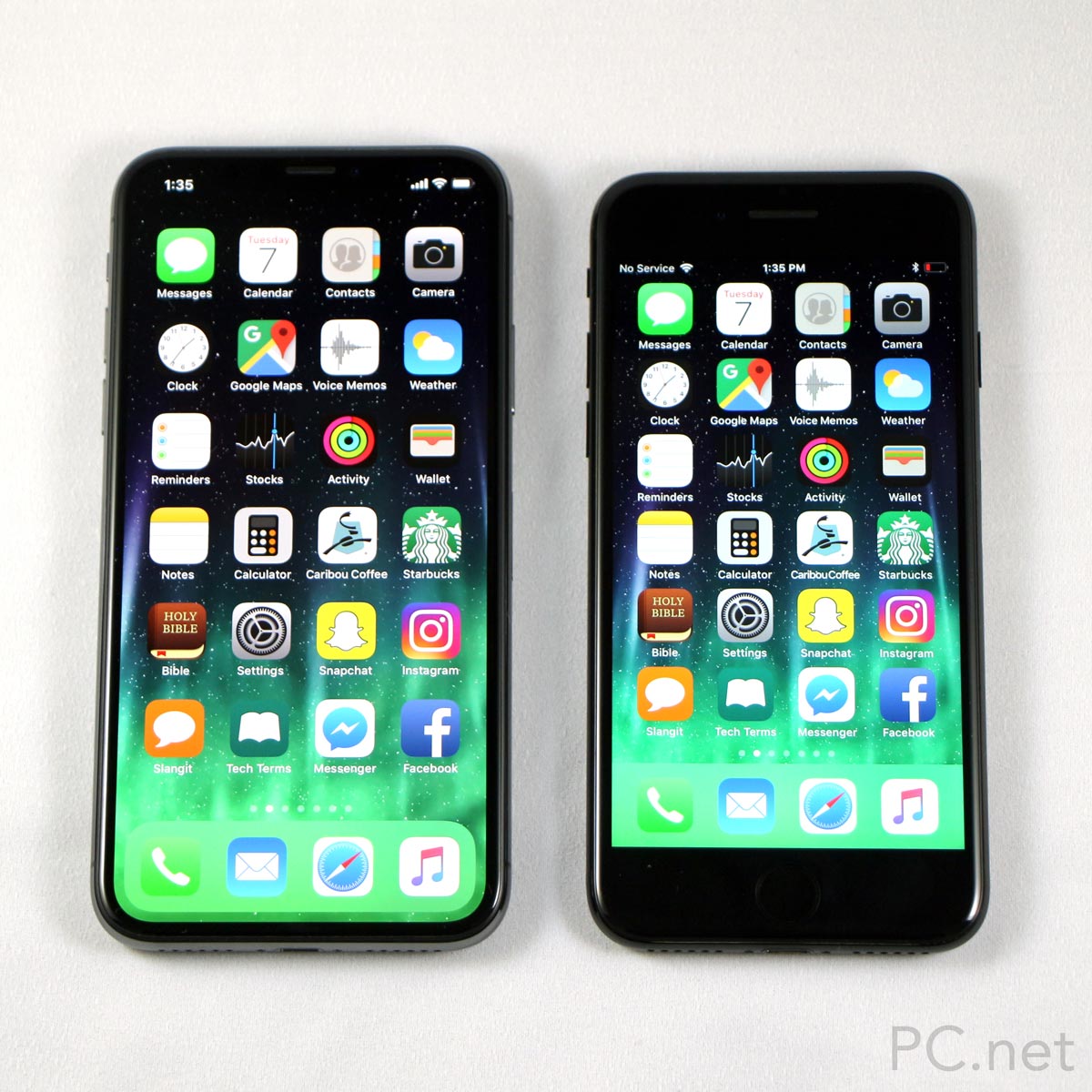 iPhone X side by side with iPhone 7