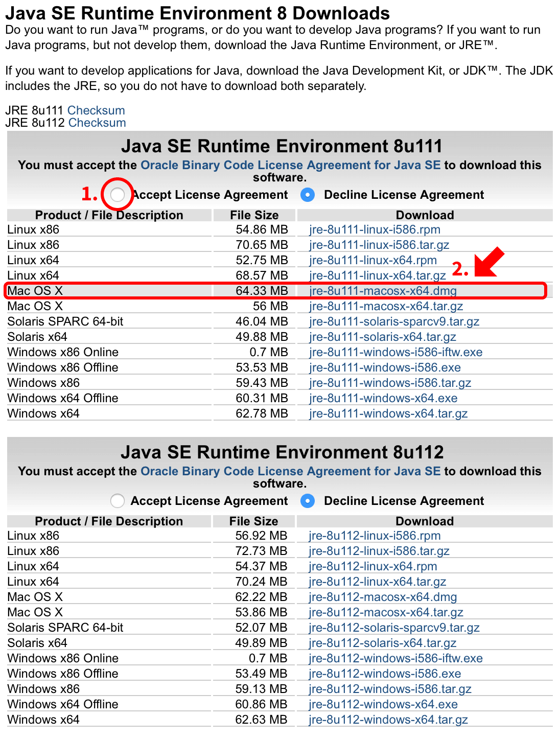 Java Download Instructions for macOS Sierra