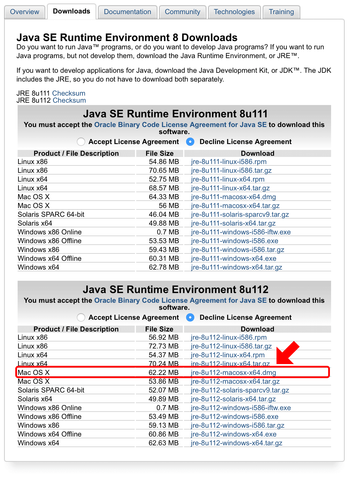 Oracle's Java Download Options