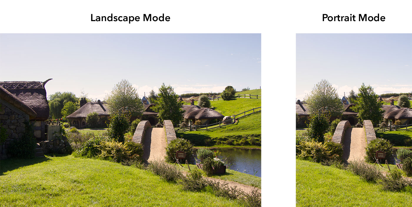 Hobbiton Landscape vs Portrait Mode