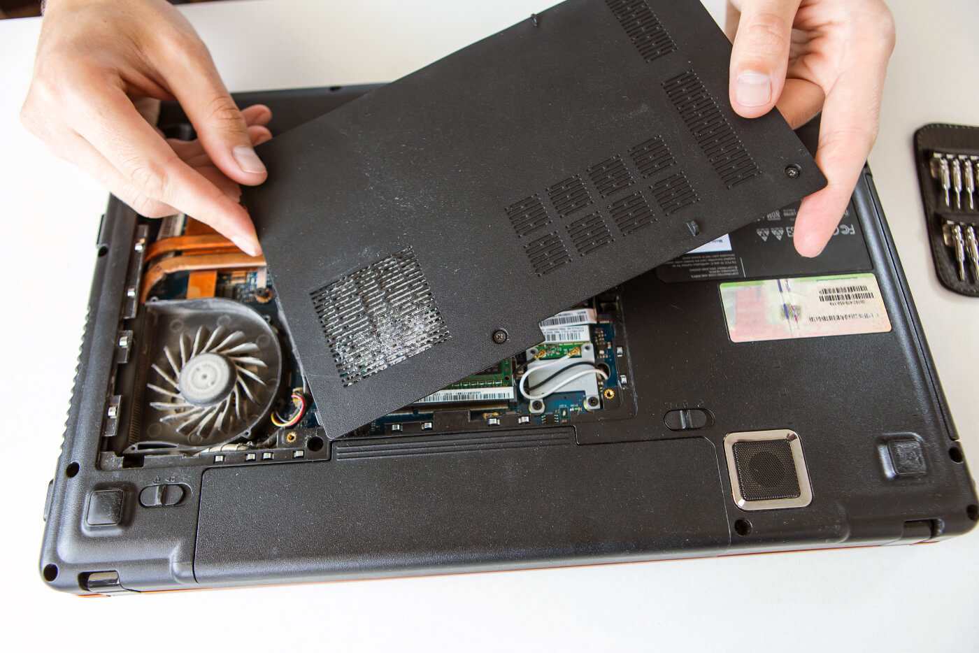 Dirty Laptop Fan Being Cleaned