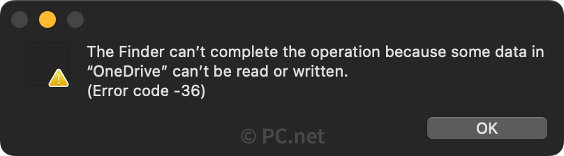 macOS OneDrive Copying Error