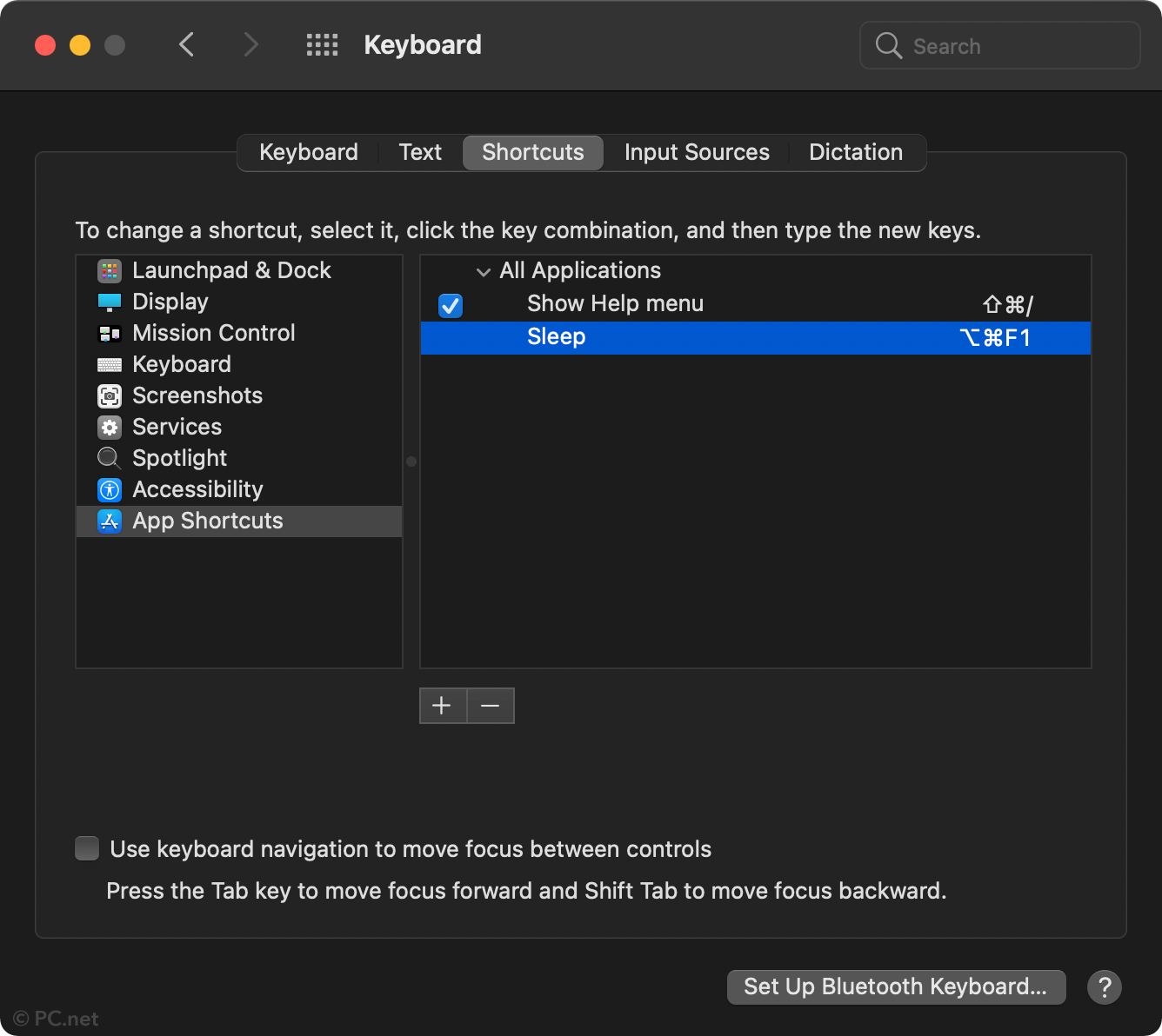 macOS Custom Keyboard Shortcut System Preference