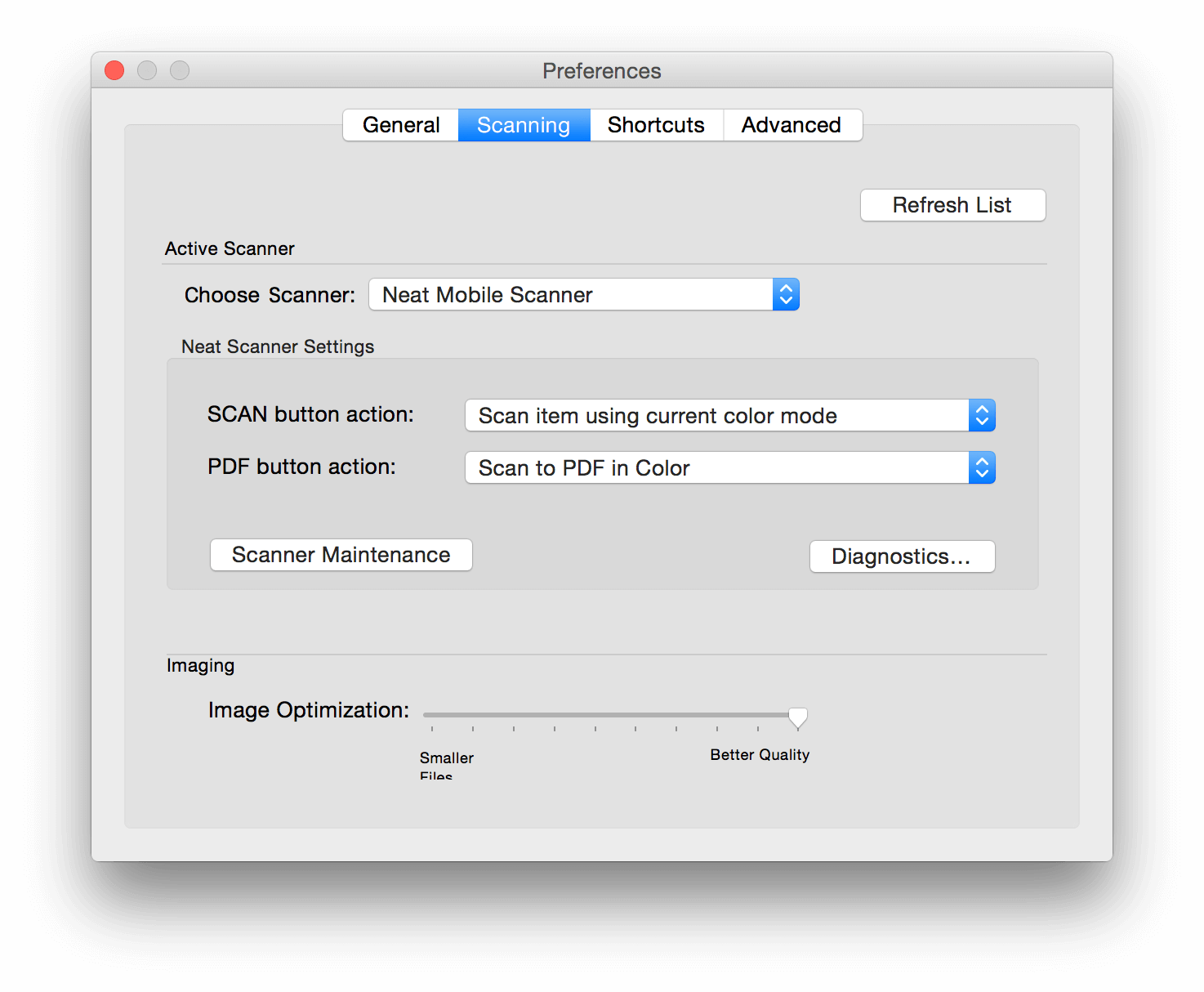 Neat Scanning Preferences