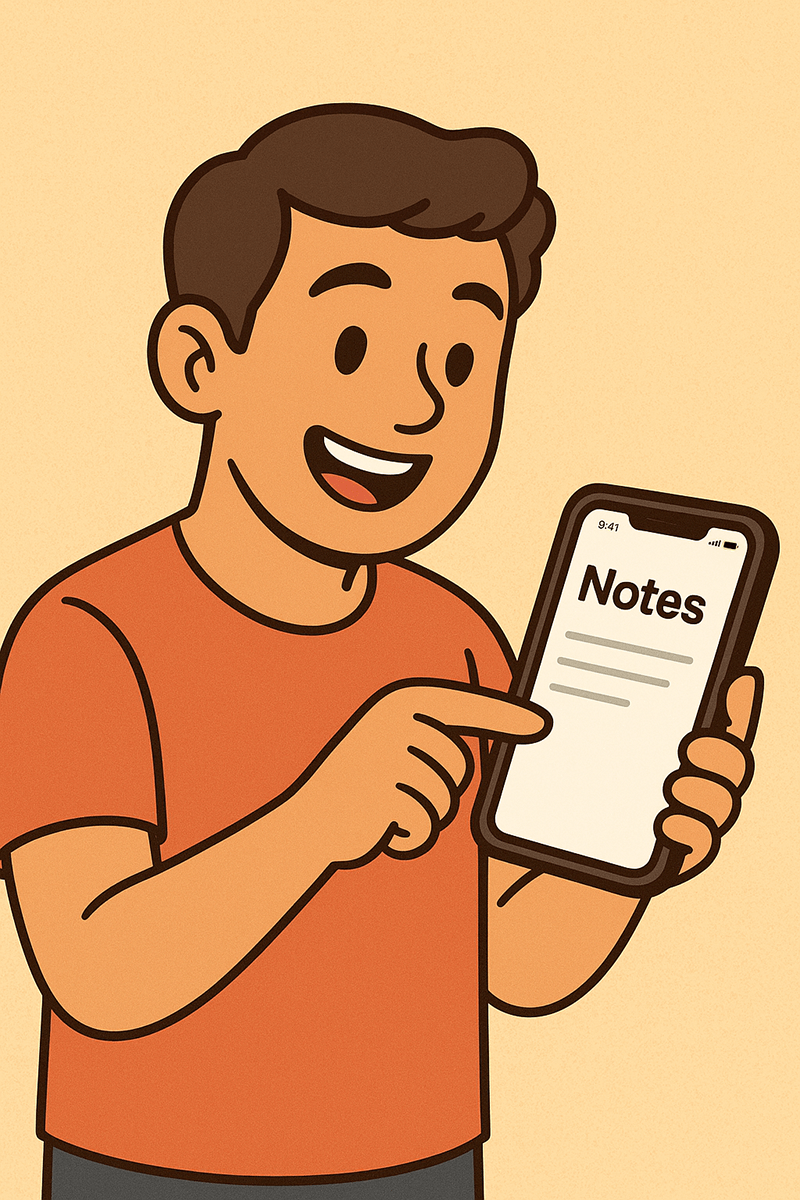 Guy using Notes app on iPhone