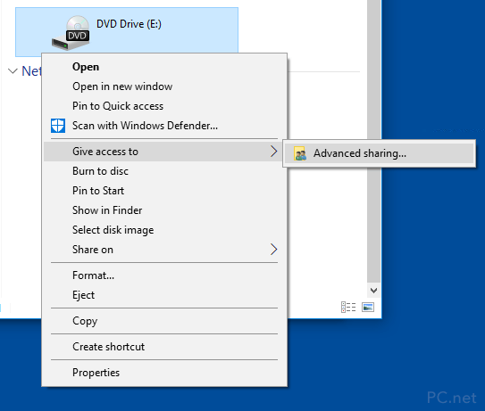 Share an optical drive in Windows