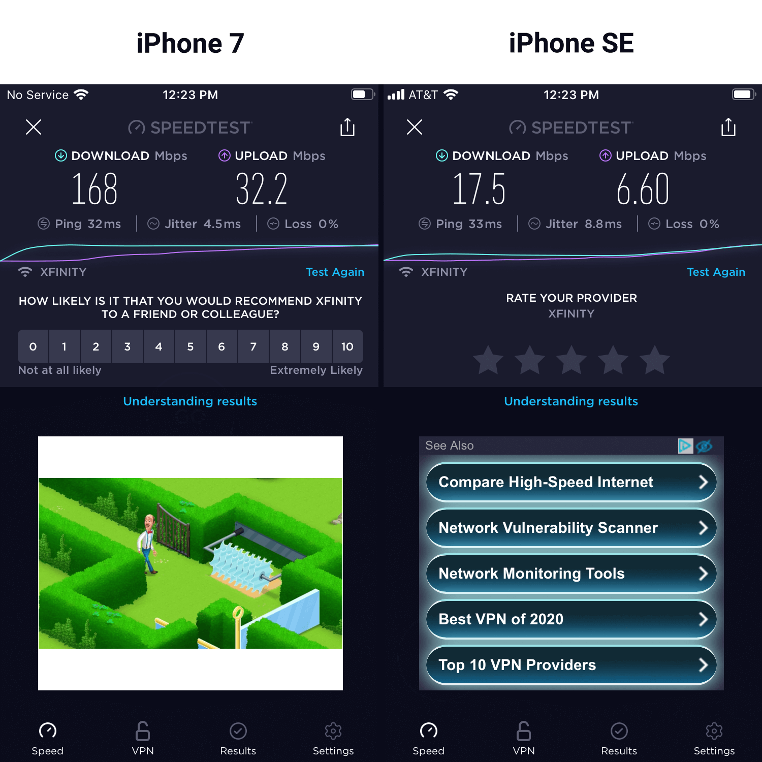 RAX200 speeds on iPhone7 and iPhone SE