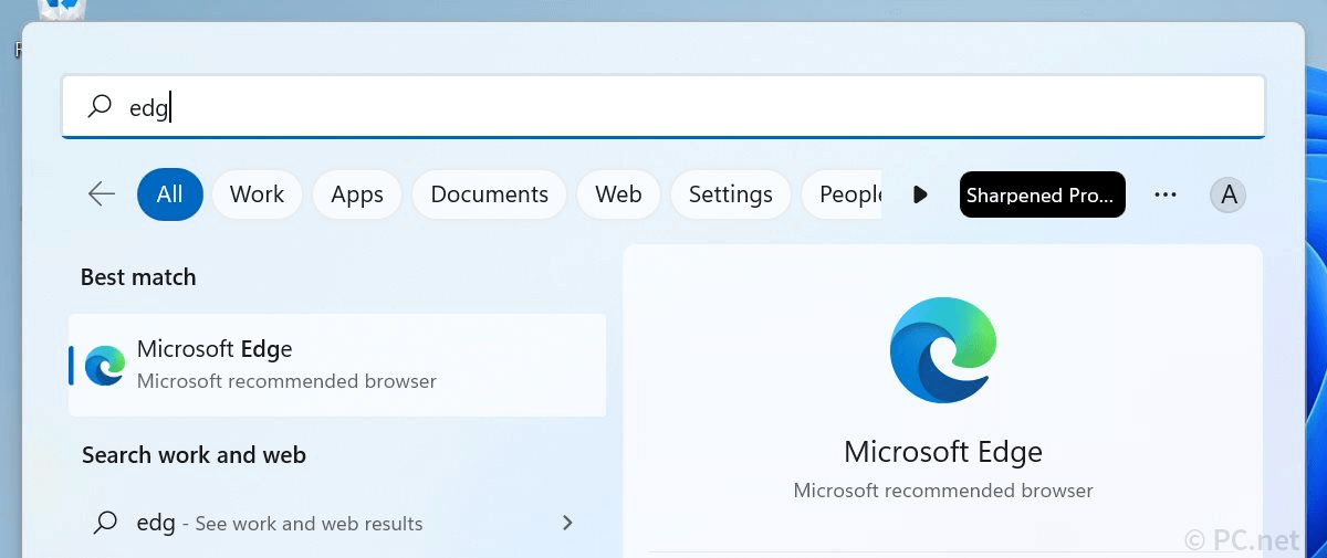 Search for an app in Windows 11