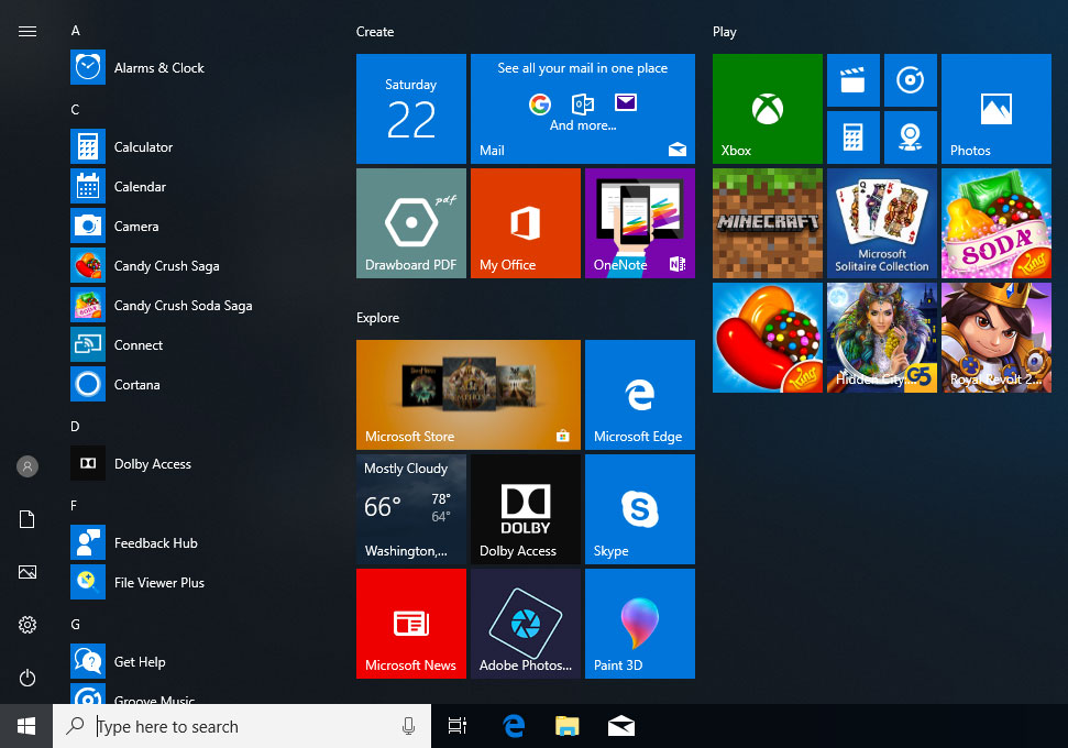 Windows 10 Start Menu