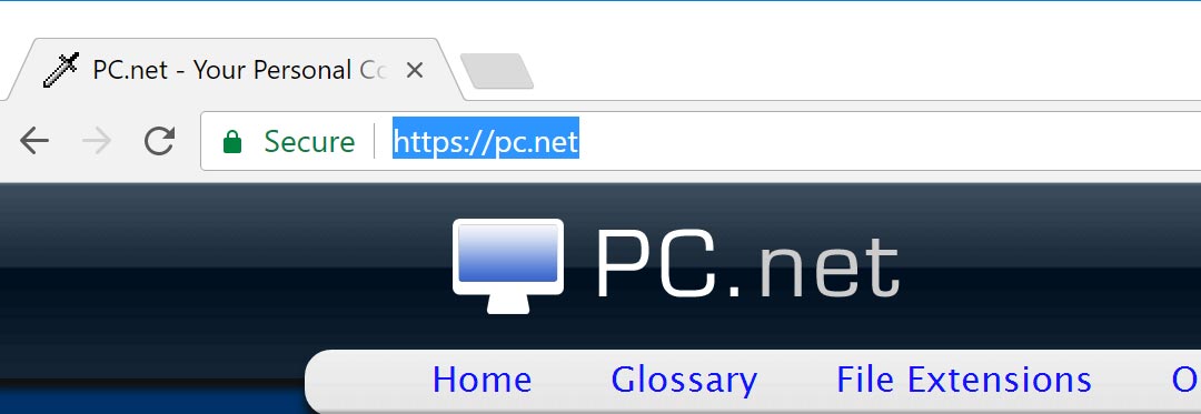 Web address highlighted in Chrome on a PC