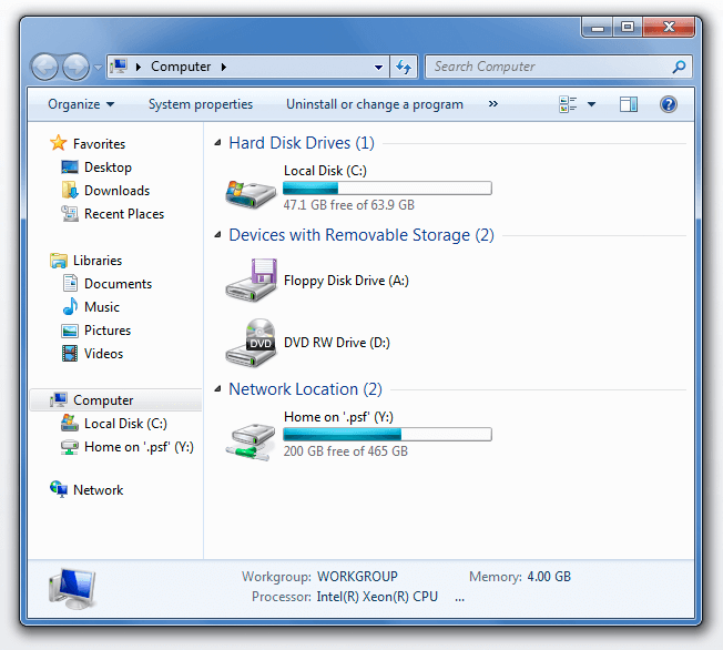 Windows 7 Computer Window